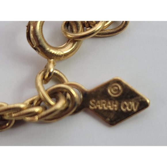 Vintage Sarah Coventry Necklace Gold Tone Twist Chain Amber Yellow Discs 18" - Picture 4 of 5